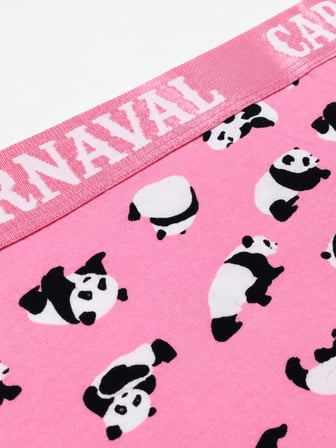 Panda Desenli Kadın Brazilian Külot Pamuklu Likralı Pembe