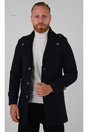 ÇIKARILABİLİR ÖRME YAKA APOLETLİ KAŞE KABAN