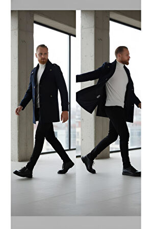 ÇIKARILABİLİR ÖRME YAKA APOLETLİ KAŞE KABAN