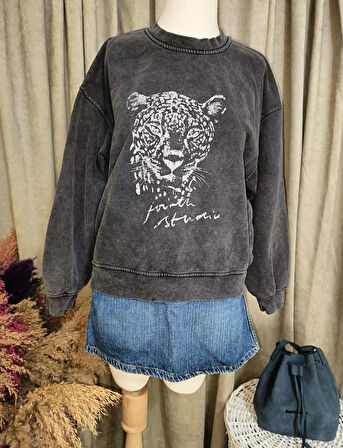 ASLAN BASKILI SWEATSHİRT