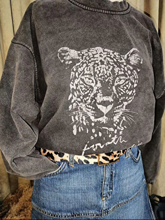 ASLAN BASKILI SWEATSHİRT