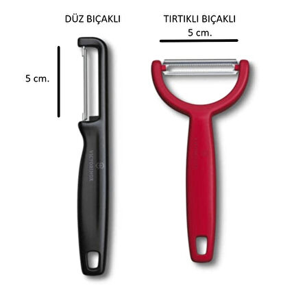 Siyah & Kırmızı Soyacak Seti 2 li (Düz Kenar & Tırtıklı Kenar)