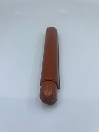Deri Seyahat Humidor / Puro Saklama Kutusu Silindir - Taba
