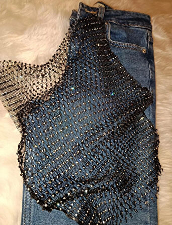 TAŞLI CROP BLUZ