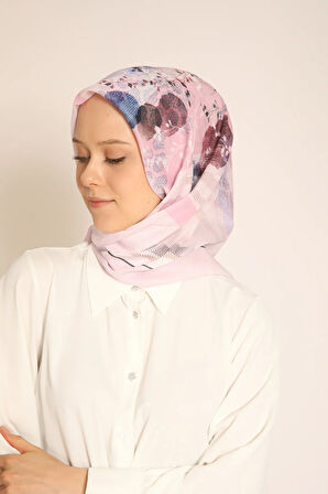 Pembe Renkli Soyut Desenli Kadın Soft Eşarp – İlkbahar Yaz Uyumlu Modern Desen Soft Eşarp