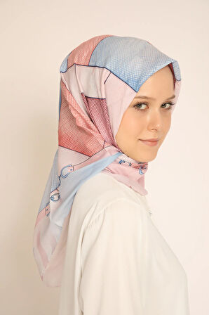 Geometrik Desenli Pastel Renkli Kadın Soft Eşarp – Modern Tasarımlı Şık Soft Yazlık Eşarp