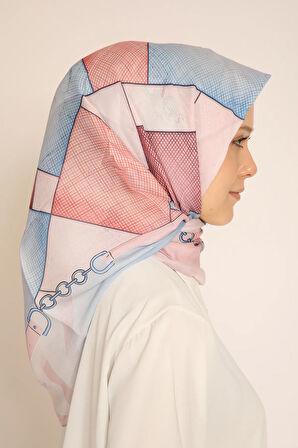 Geometrik Desenli Pastel Renkli Kadın Soft Eşarp – Modern Tasarımlı Şık Soft Yazlık Eşarp