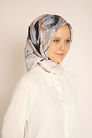 Toprak Tonlarında Geometrik Desenli Soft Eşarp - Modern ve Şık Stil
