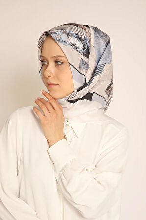 Toprak Tonlarında Geometrik Desenli Soft Eşarp - Modern ve Şık Stil