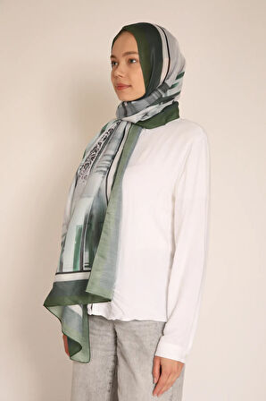 Şehir Silüeti Baskılı, Hafif ve Nefes Alabilir Kumaş Şal