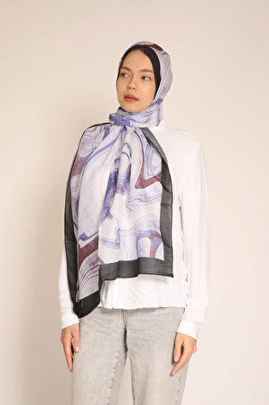 Lila ve Bordo Tonlarında Mermer Desenli Şal Hafif ve Modern Tasarım