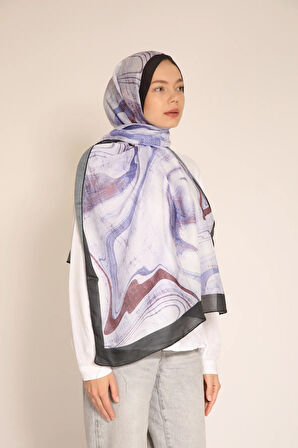 Lila ve Bordo Tonlarında Mermer Desenli Şal Hafif ve Modern Tasarım