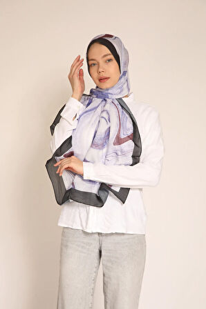 Lila ve Bordo Tonlarında Mermer Desenli Şal Hafif ve Modern Tasarım