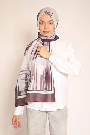 Modern Desenli Lila ve Gri Tonlu Şal – Zarif ve Şık Tasarım