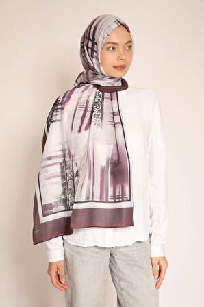 Modern Desenli Lila ve Gri Tonlu Şal – Zarif ve Şık Tasarım