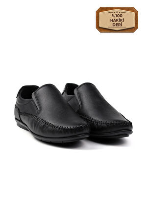 Erkek Siyah Hakiki Deri Ayakkabı, Ortopedik Taban Loafer Ayakkabı Mevsimlik Günlük Casual Ayakkabı