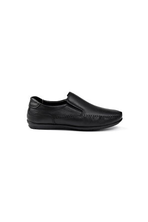 Erkek Siyah Hakiki Deri Ayakkabı, Ortopedik Taban Loafer Ayakkabı Mevsimlik Günlük Casual Ayakkabı