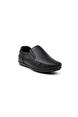Erkek Siyah Hakiki Deri Ayakkabı, Ortopedik Taban Loafer Ayakkabı Mevsimlik Günlük Casual Ayakkabı