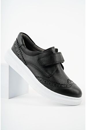 Cırtlı Siyah Cilt Erkek Çocuk Ayakkabı