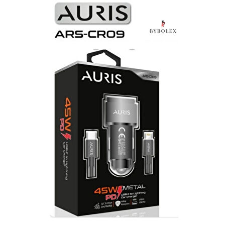 ARAÇ İÇİ METAL BAŞLIKLI ÇİFT ŞARJ GİRİŞLİ İPHONE + TYPE-C 45W HIZLI ŞARJ ALETİ