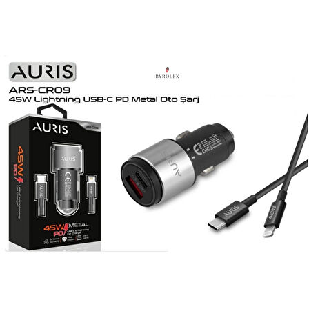 ARAÇ İÇİ METAL BAŞLIKLI ÇİFT ŞARJ GİRİŞLİ İPHONE + TYPE-C 45W HIZLI ŞARJ ALETİ