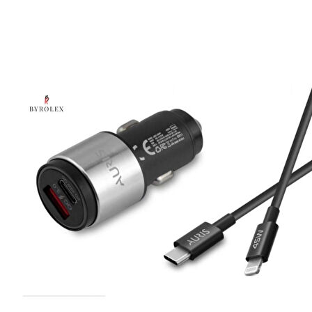 ARAÇ İÇİ METAL BAŞLIKLI ÇİFT ŞARJ GİRİŞLİ İPHONE + TYPE-C 45W HIZLI ŞARJ ALETİ