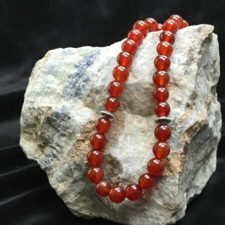 Kırmızı Akik Doğaltaş Tespih 