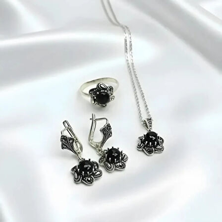 Rüzgar Kadın Oltu Taşı ve Gümüş Takı Seti