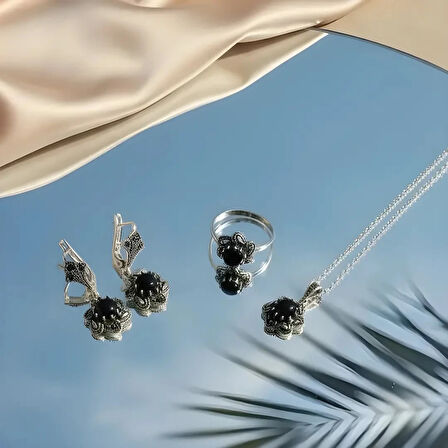 Rüzgar Kadın Oltu Taşı ve Gümüş Takı Seti