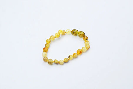 Fosilli  Damla Kehribar Bebek Bileklik