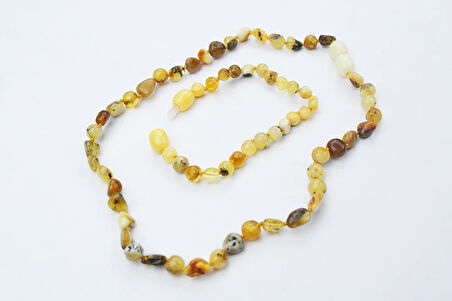 Fosilli Damla Kehribar Bebek Diş Seti