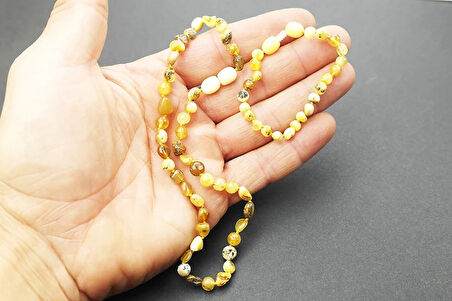 Fosilli Damla Kehribar Bebek Diş Seti