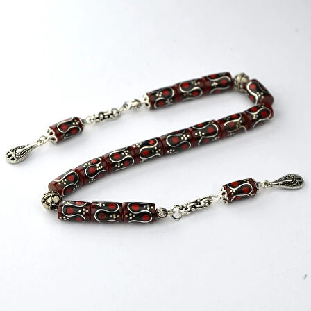 Kesme Model Dalga Kırmızı Mine İşleme Zaza Tespih