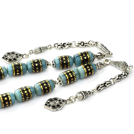  Oltu Taşı ve Galalith Gümüş İşleme Kapsül Kesim Zaza Tespih