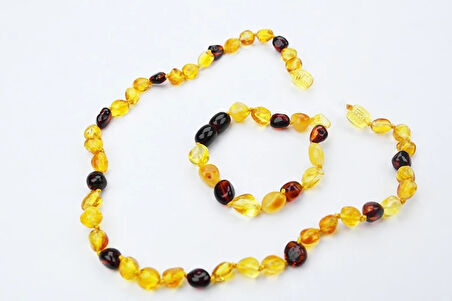 Karışık Renkli Damla Kehribar Bebek Diş Seti