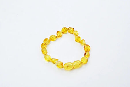 Bal Renkli  Doğal Kesim Damla Kehribar Bebek Bileklik