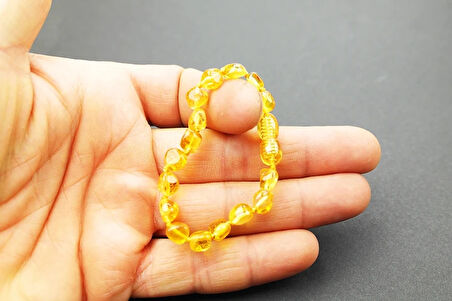 Bal Renkli  Doğal Kesim Damla Kehribar Bebek Bileklik