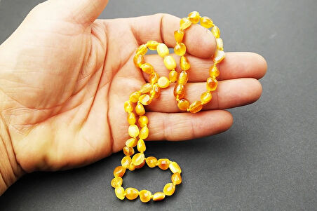 Amber Ateşi Renkli Damla Kehribar Bebek Diş Seti