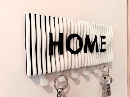 Dalgalı Home Yazılı Duvar Askılı Anahtarlık - Anahtarlık Askısı (22X10 CM)