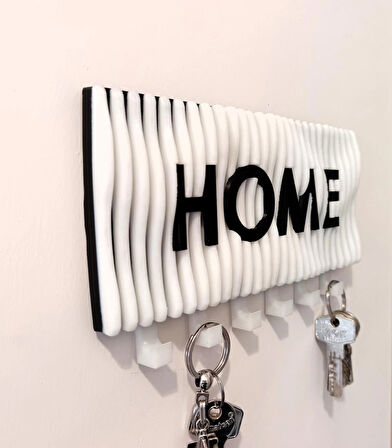 Dalgalı Home Yazılı Duvar Askılı Anahtarlık - Anahtarlık Askısı (22X10 CM)