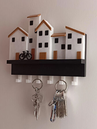 Minik Evler V1 Anahtarlık-Duvar Askılı Anahtarlık - Anahtarlık Askısı-Duvar Anahtarlığı (22X18 CM)
