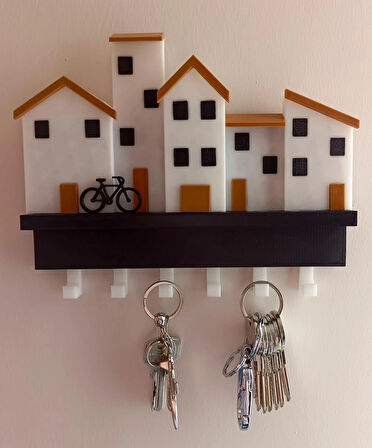 Minik Evler V1 Anahtarlık-Duvar Askılı Anahtarlık - Anahtarlık Askısı-Duvar Anahtarlığı (22X18 CM)