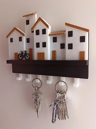Minik Evler V1 Anahtarlık-Duvar Askılı Anahtarlık - Anahtarlık Askısı-Duvar Anahtarlığı (22X18 CM)