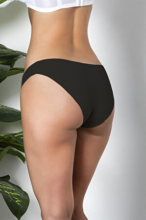 3'lü Dikişsiz, İz Yapmaz, Lazer Kesim, Slip Külot Siyah (brf21261)