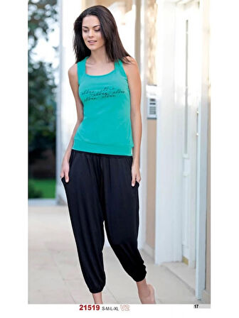 Kadın Yazlık Poly Şalvarlı Pijama 21519