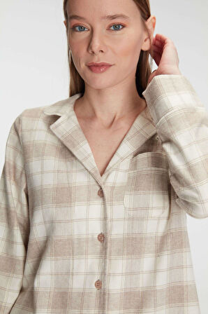 Pamuklu Uzun Kol Gömlek Pantolon Pijama Takımı