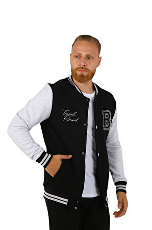 BRG Siyah-Melanj Erkek Kolej Regular Fit Ceket