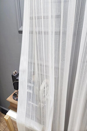 Farbateks Dikim Örme Çizgili Yeni Modern 3kat Tül Perde