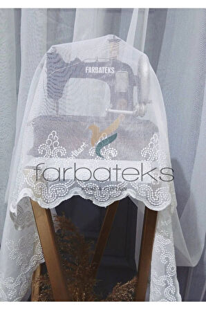 Lviv Etek Nakışlı Keten Modern Sade 3Kat Pileli Tül Perde