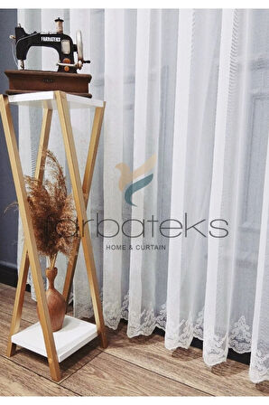 Lviv Etek Nakışlı Keten Modern Sade 3Kat Pileli Tül Perde